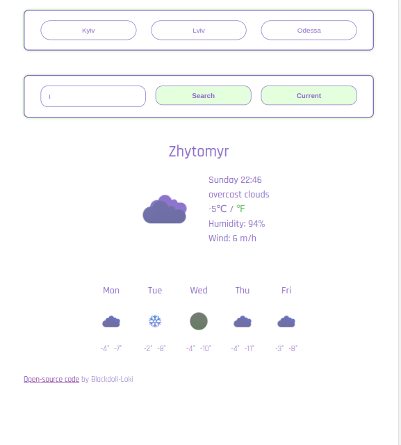 weather application page